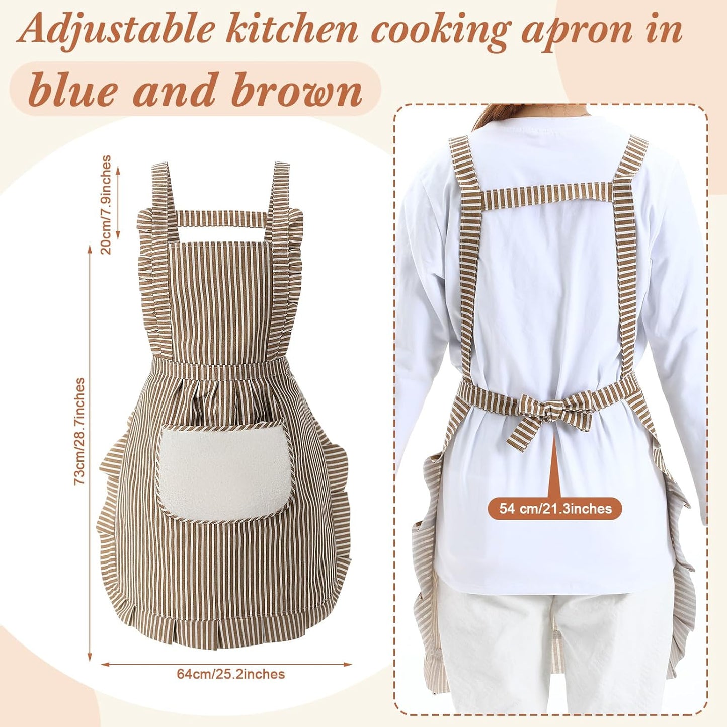 Delantal de cocina ajustable suave con bolsillos para mujer y hombre