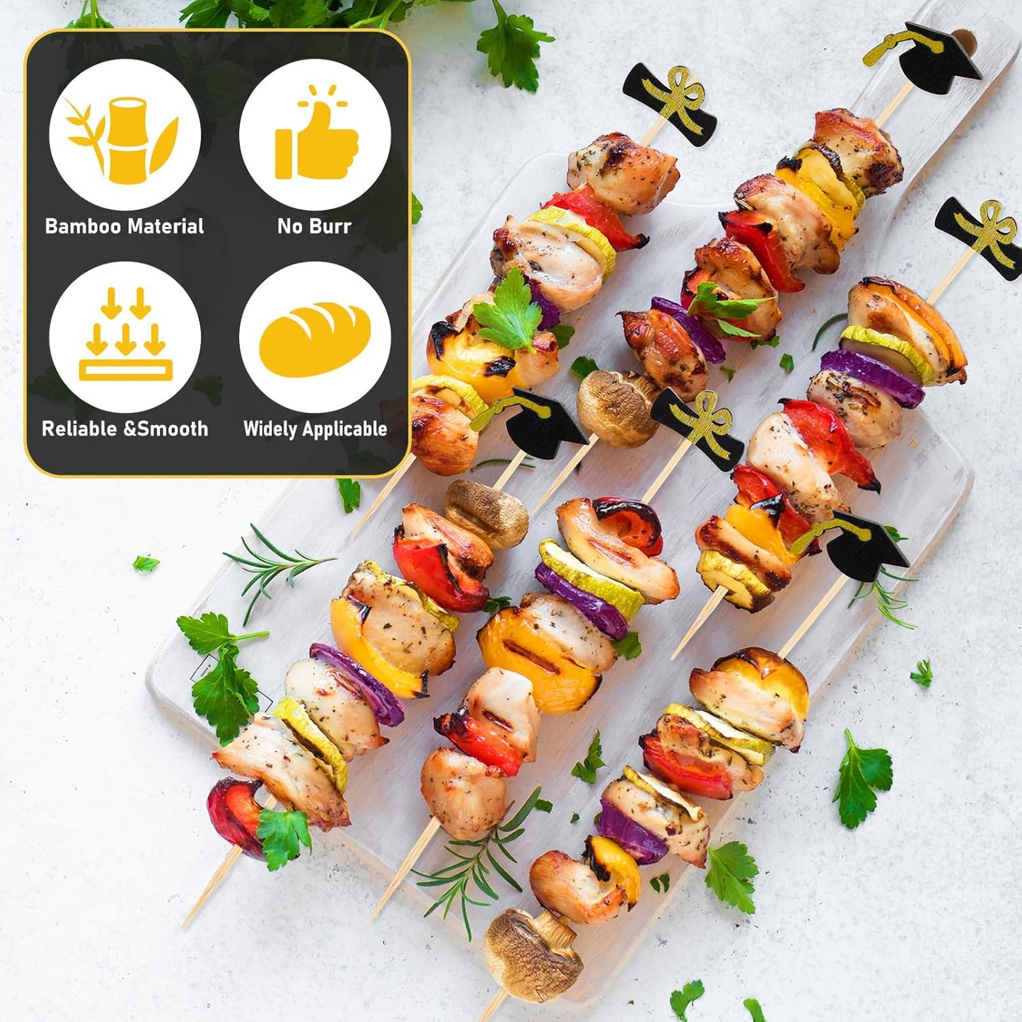 Palillos de cóctel de 8 pulgadas para aperitivos, frutas y decoración de pastel