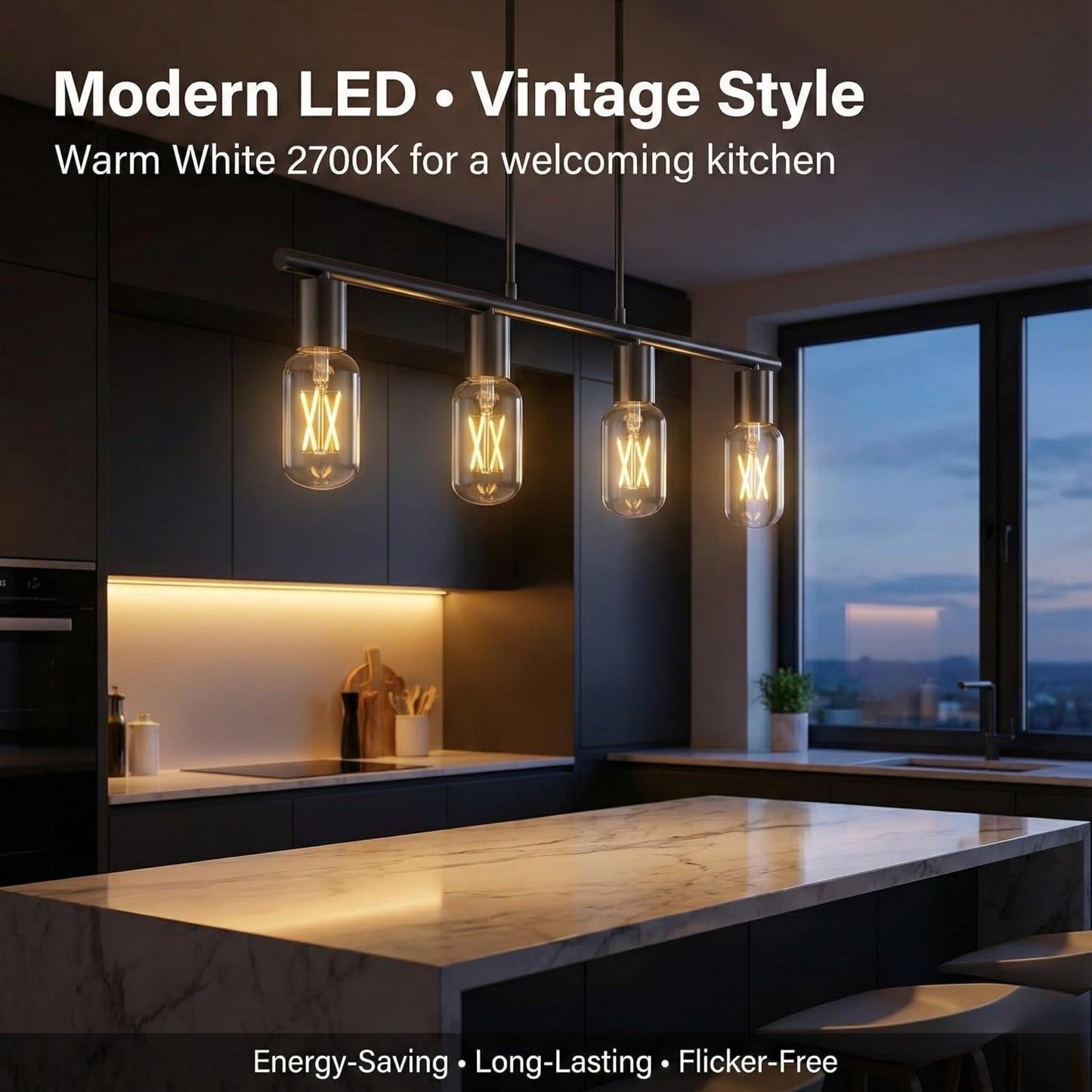 Bombilla LED Edison T45 4W blanco cálido E26 regulable