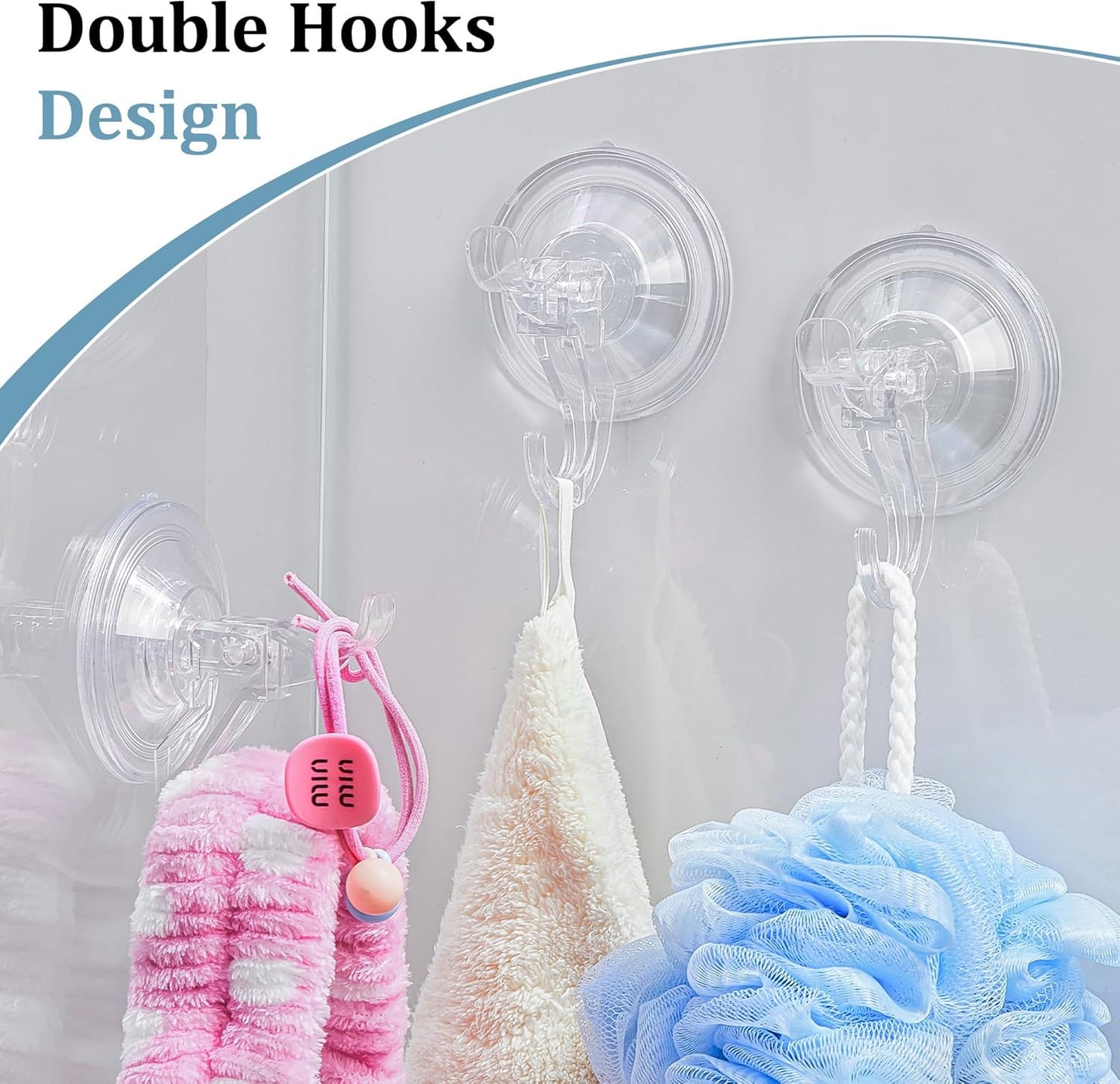 Ganchos ventosa ducha set 3 transparentes reutilizables