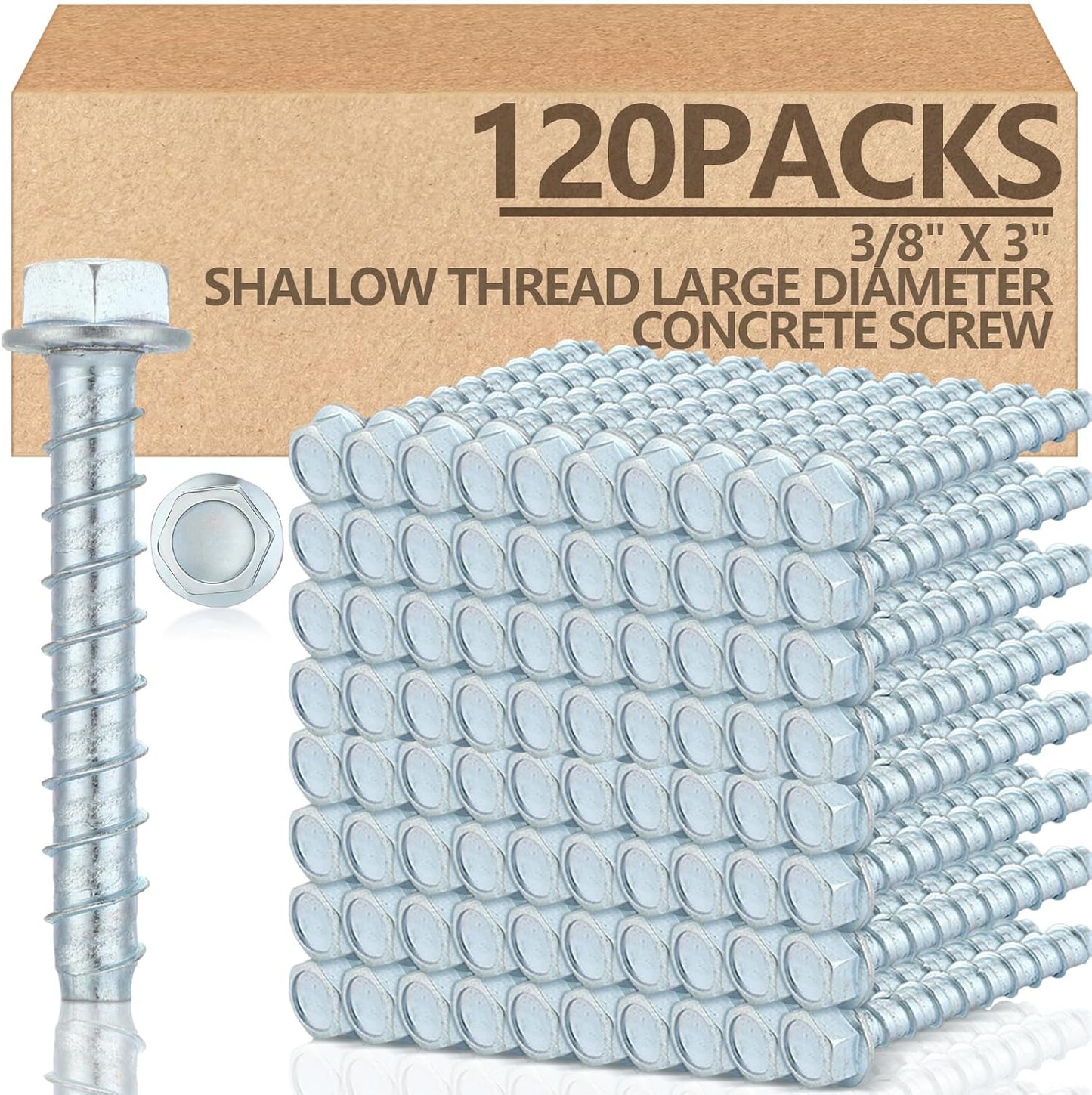 120 Anclajes Hormigón Galvanizados 3/8x3pulg
