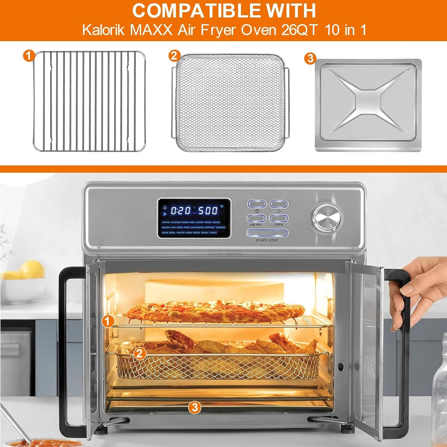 Juego 3en1 para freidora aire Kalorik MAXX 26qt