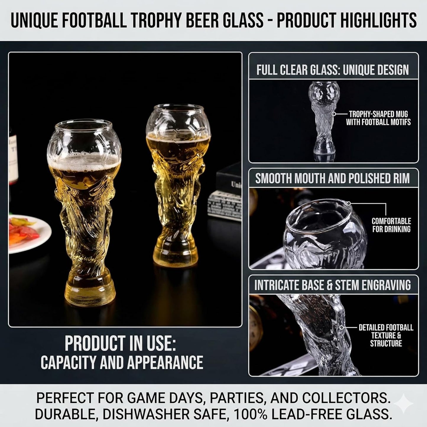 Vaso Champion's Cup con forma de copa de 27 oz para hombres y eventos