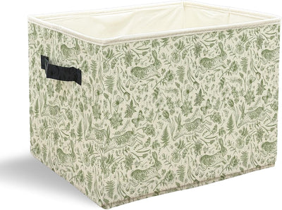 Cesta plegable botánica verde vintage para almacenamiento