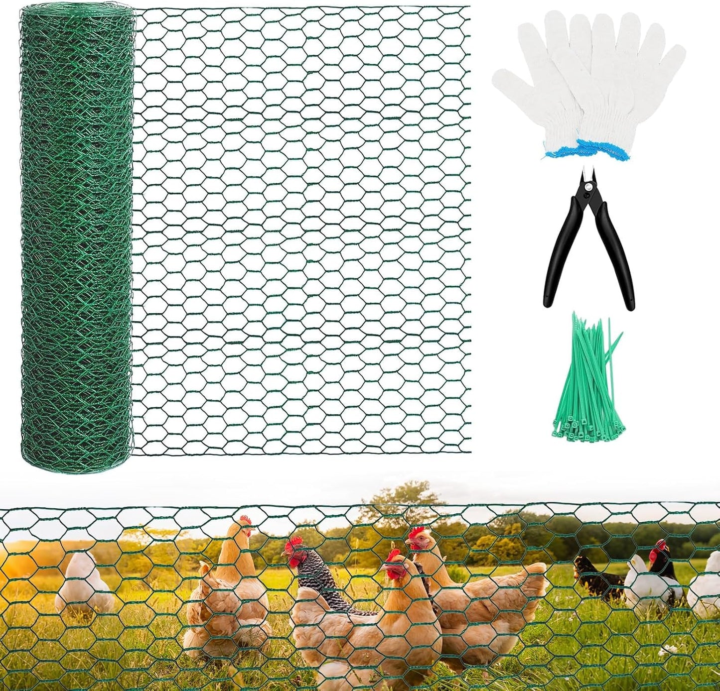 Alambre aves corral malla hexagonal PVC bridas