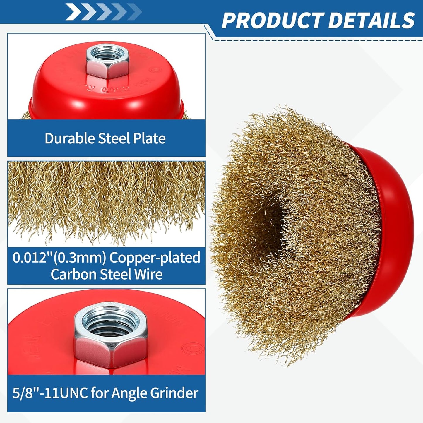Rueda de alambre para lijadora angular 4pulg con eje 5/8"