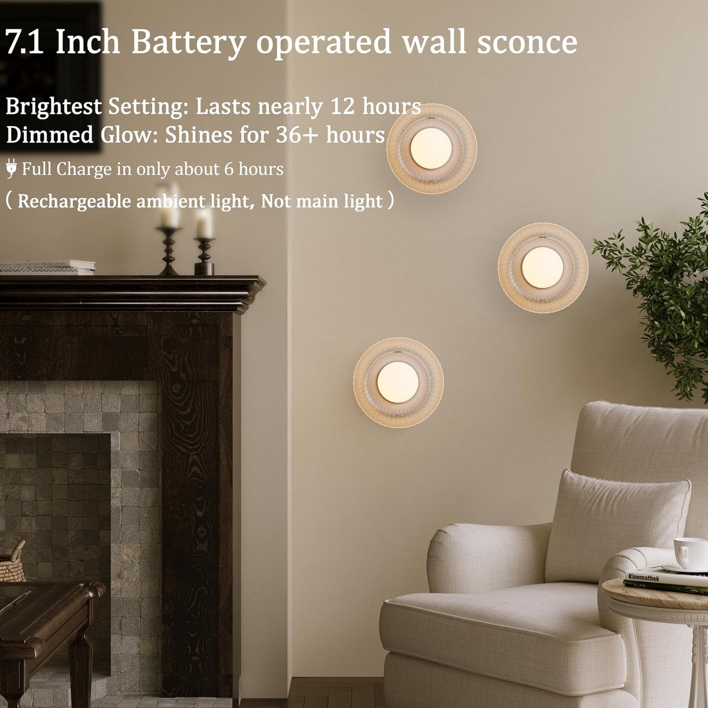 Aplique pared inalámbrico LED regulable 5200 mAh set 2