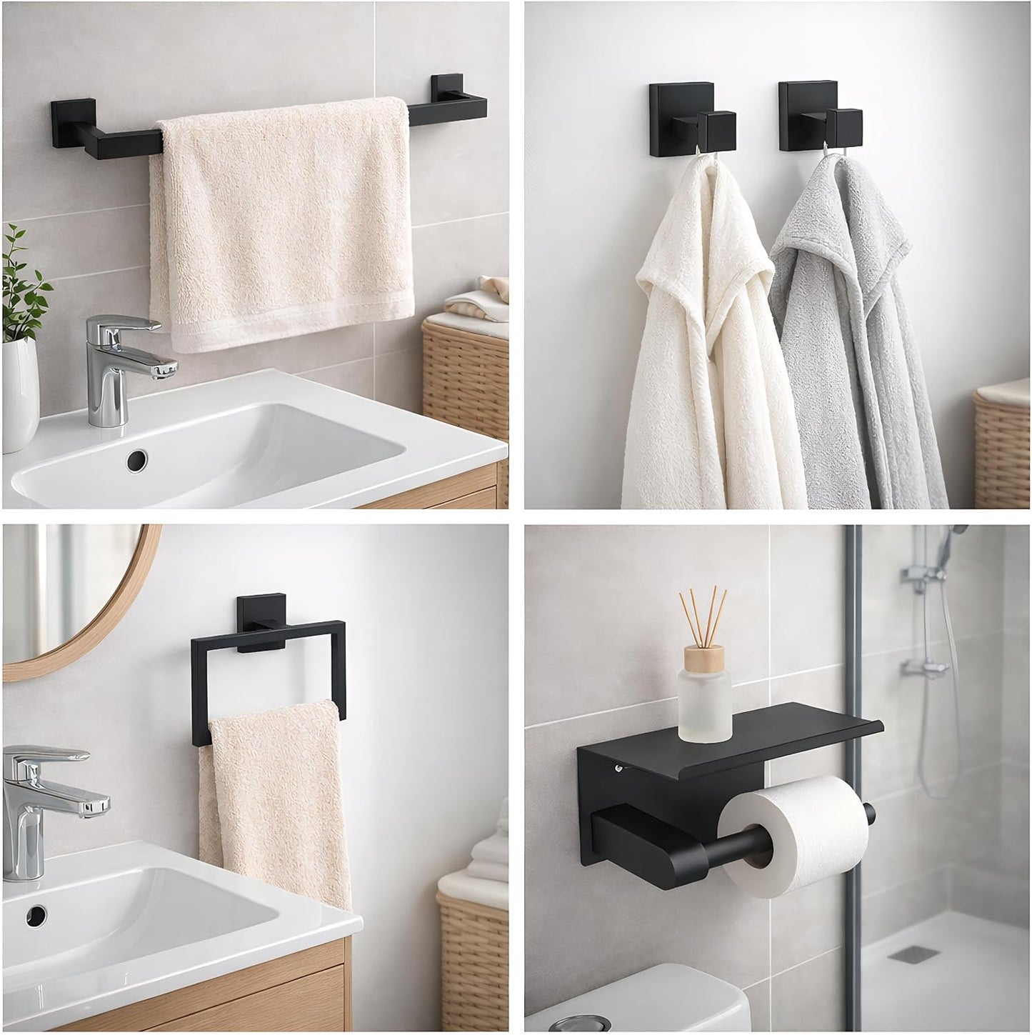 Set 5 Pzas Accesorios Baño Acero Inox Estante Pared
