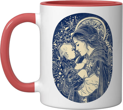Taza Cerámica Arte Madre y Hijo Rojo/Blanco