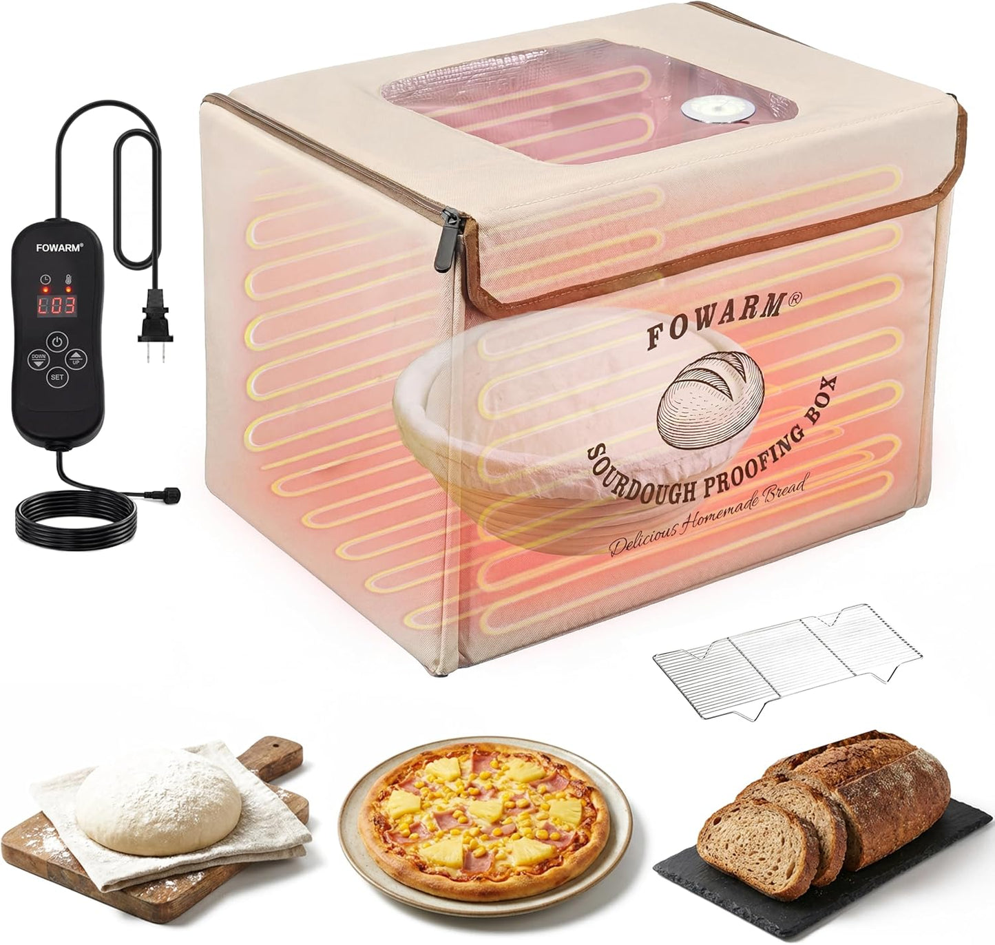Caja plegable para pan con control temp 32-108°F