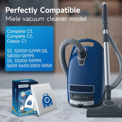 12 Bolsas Aspiradora Miele C3 C2 C1 S2 S5 3D Con Filtros Motor