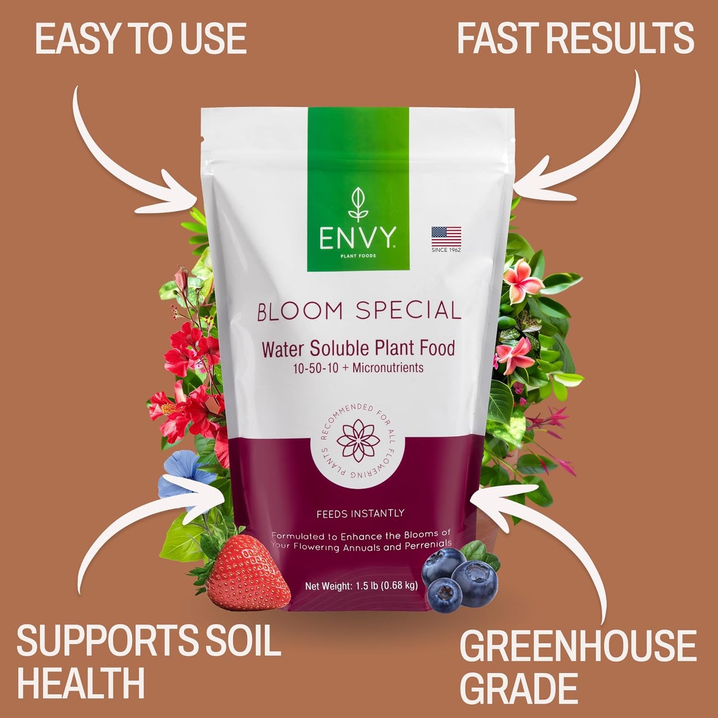 Fertilizante para flores soluble en agua 0.5lb