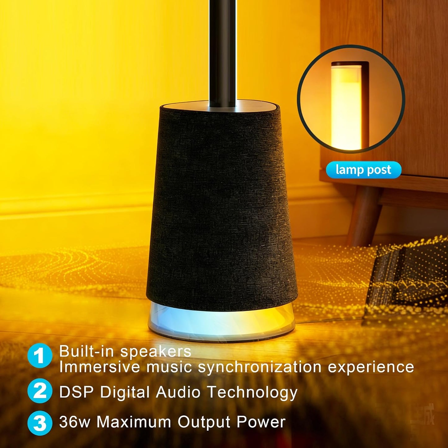 Lámpara pie inteligente 65pulg RGBICWW 16M colores Alexa Google