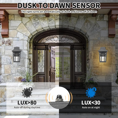 Luces pared exterior impermeables vidrio atardecer amanecer