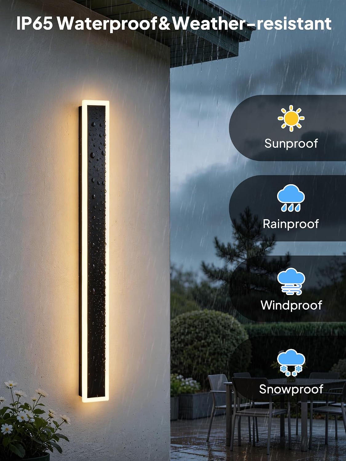 Luces pared exterior 31.5pulg IP65 impermeables paquete 2