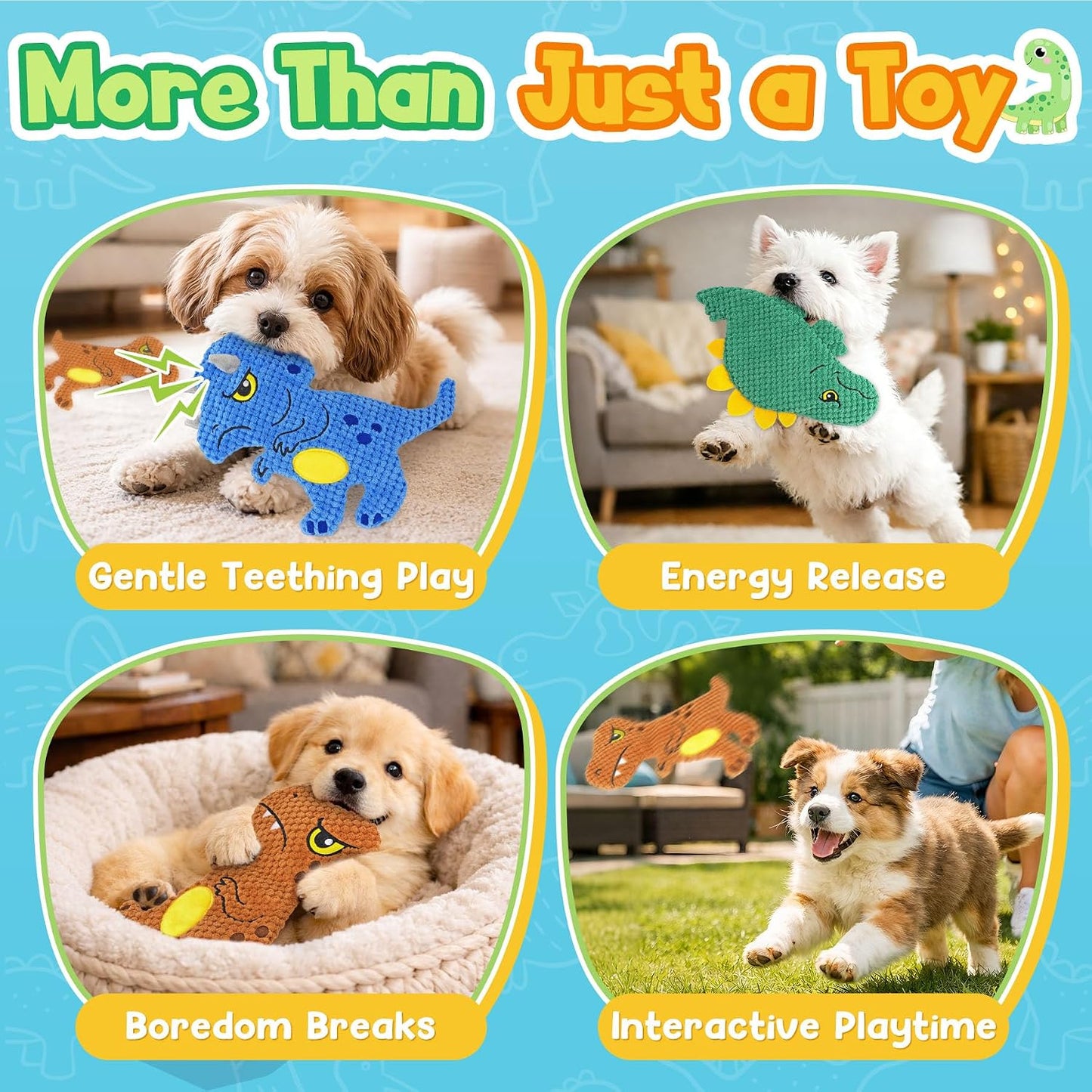 Juguetes chirriantes dinosaurio perros sin relleno set 3