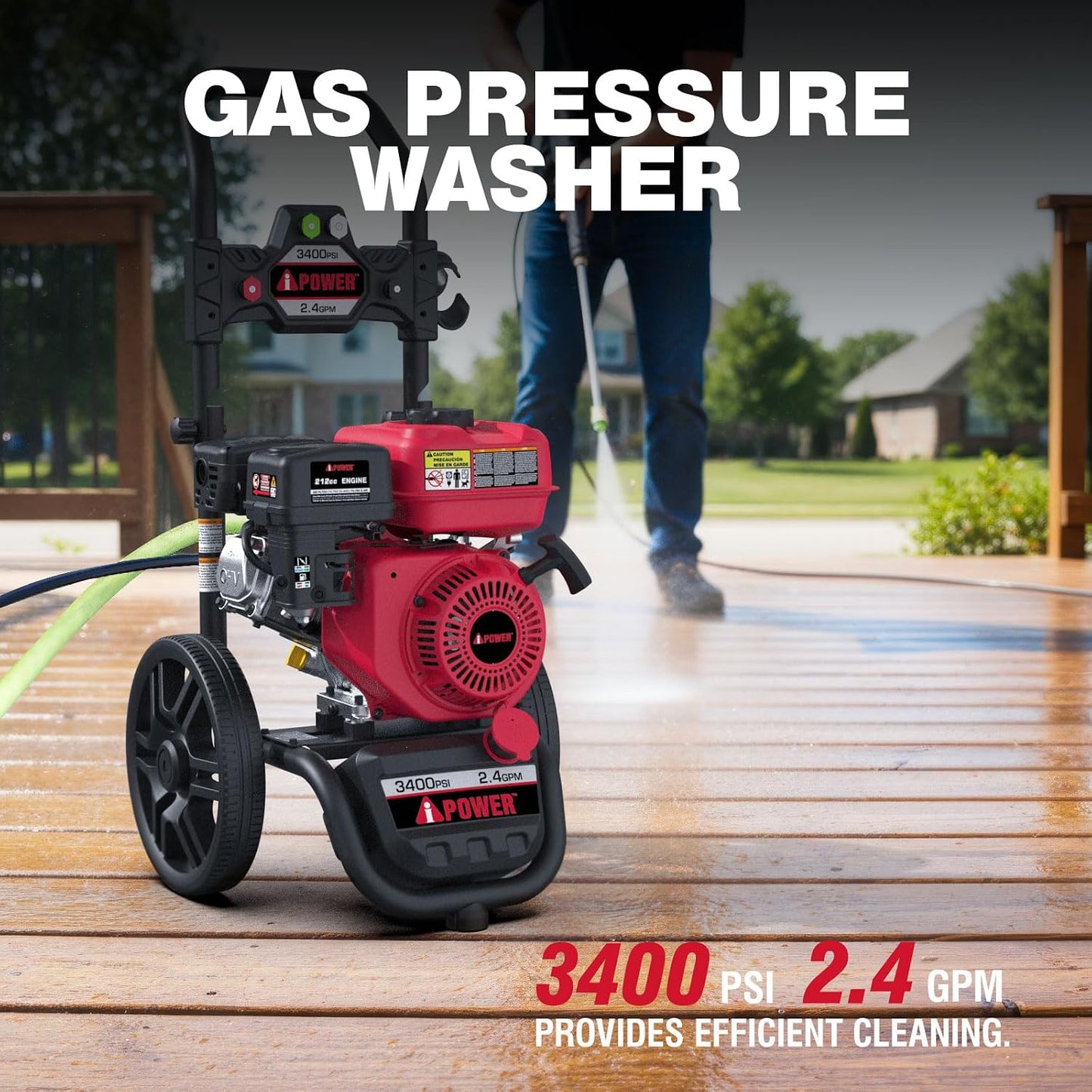 Lavadora presión 3400PSI 12pulg tanque jabón rociadora