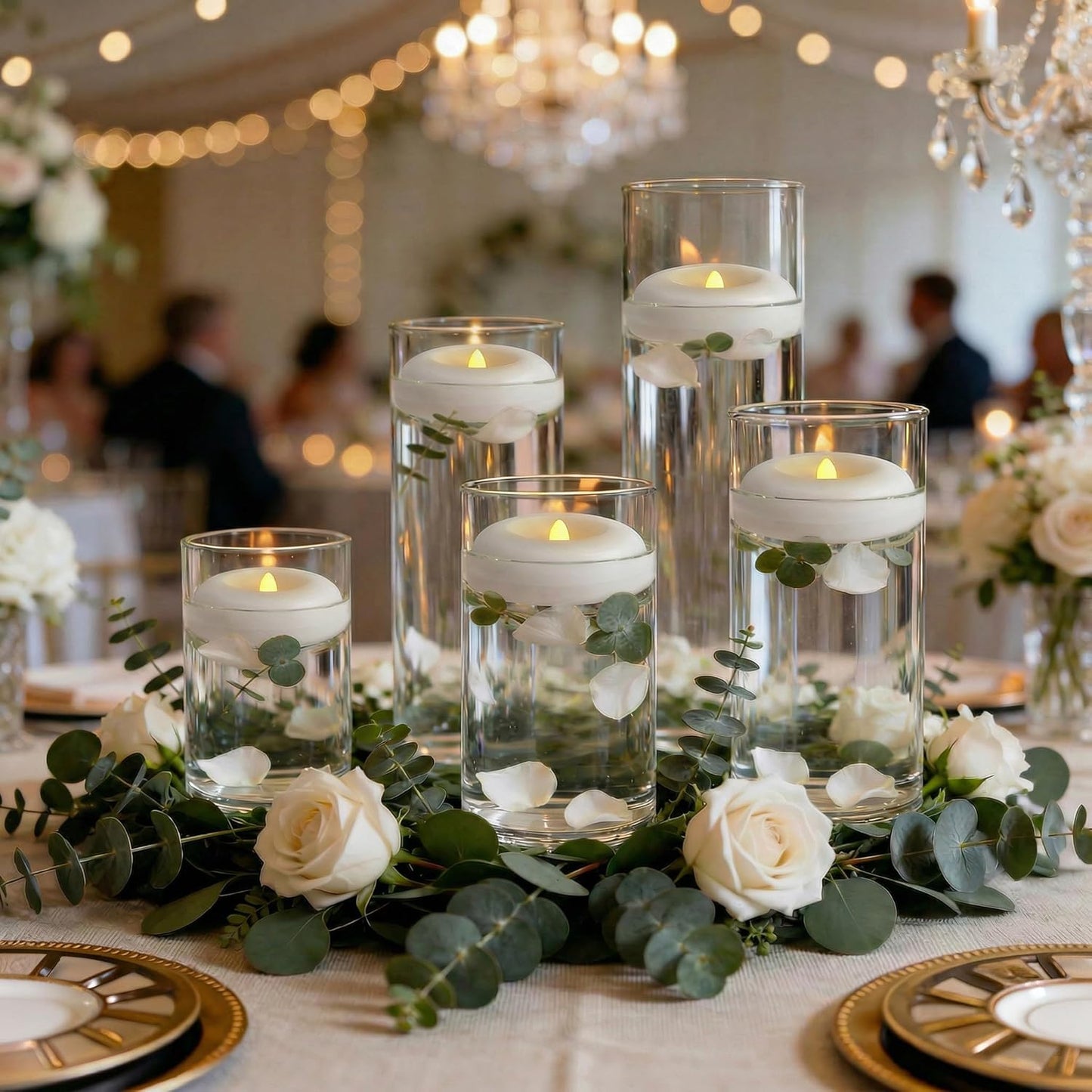 Velas LED flotantes 2.75pulg sin llama para centros de mesa