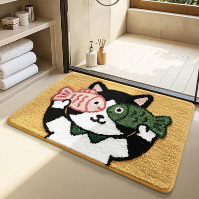 Alfombra baño gatos TPR antideslizante 32x20pulg