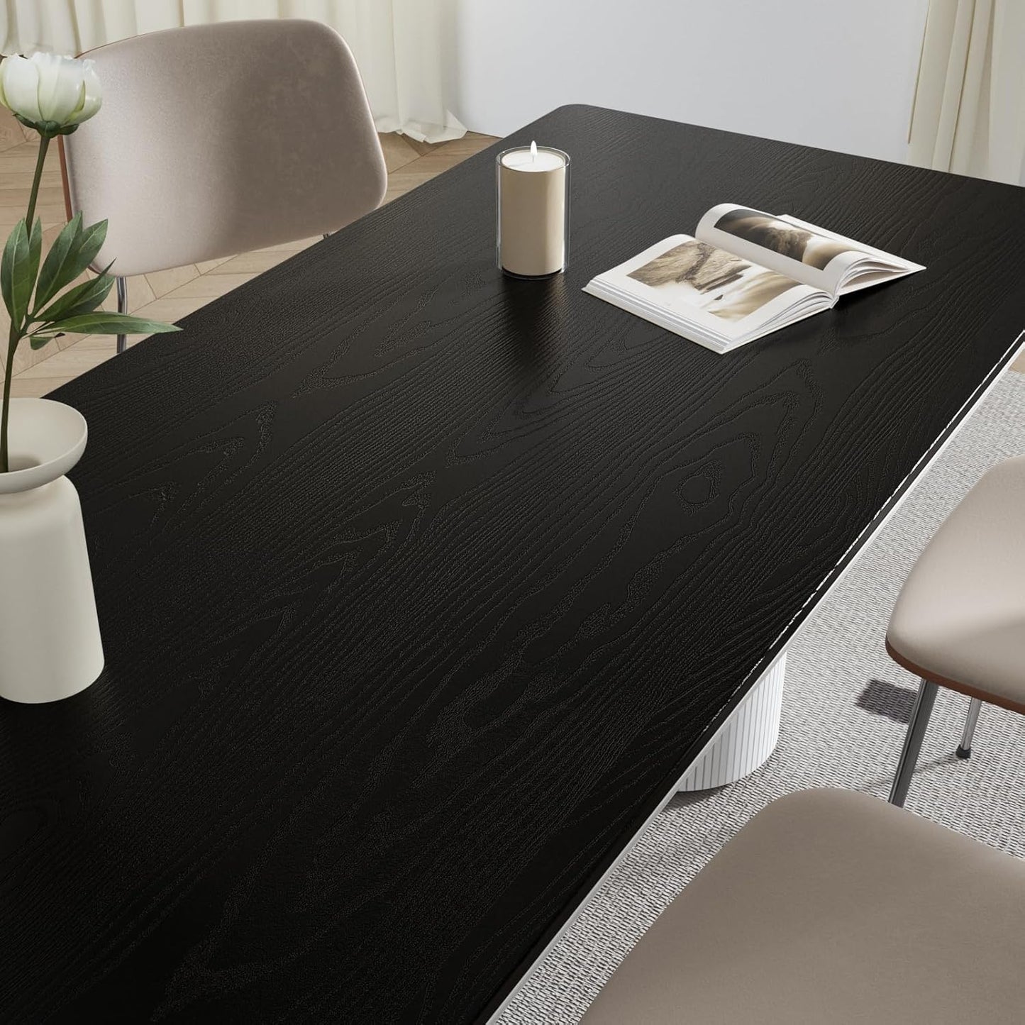 Papel contacto madera negra 15.7x118pulg impermeable autoadhesivo