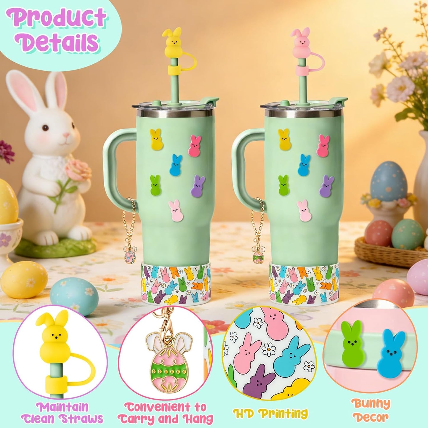 Accesorios para tazas de conejo de Pascua con botas de silicona Peep