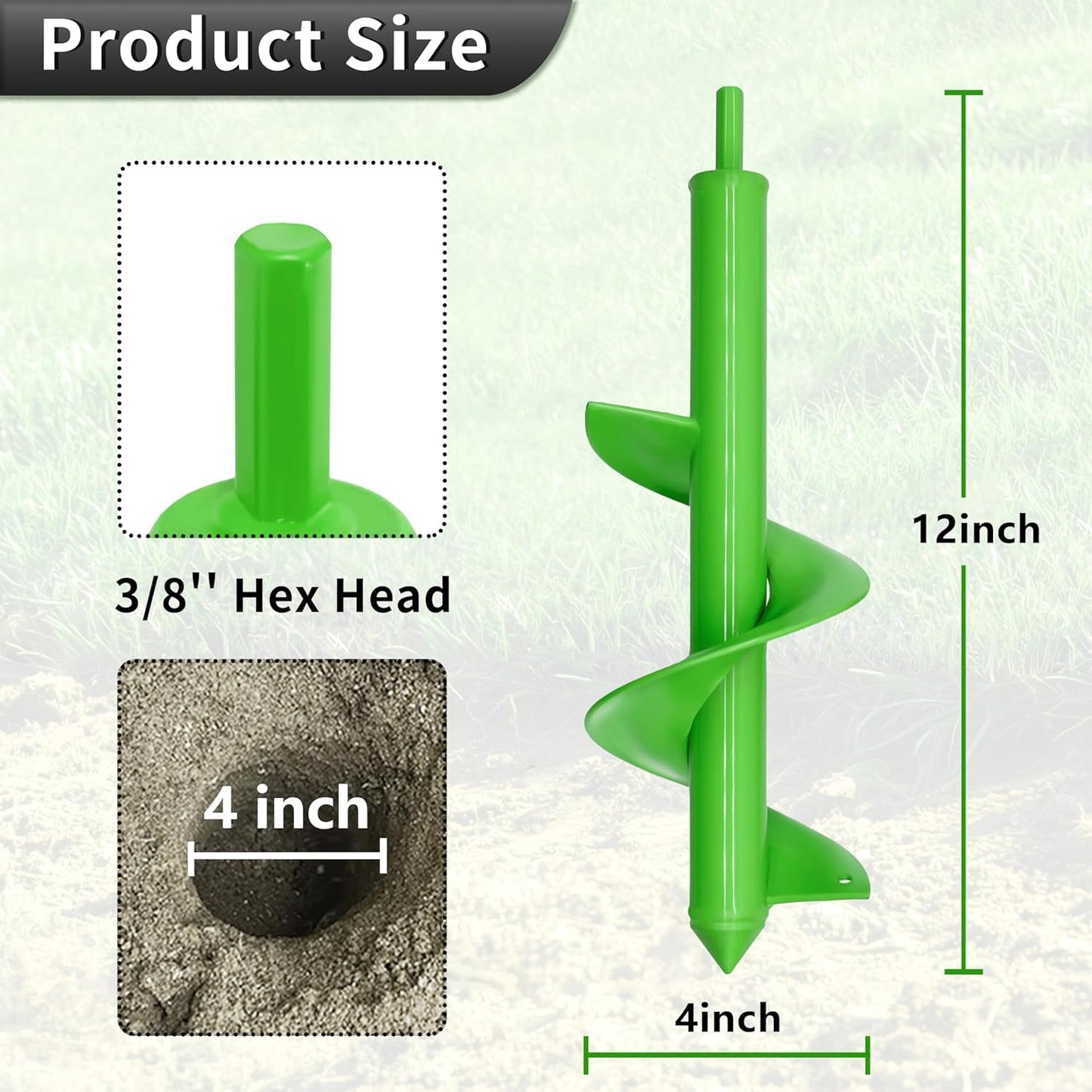 Broca taladro en espiral 4x12pulg para poste jardín