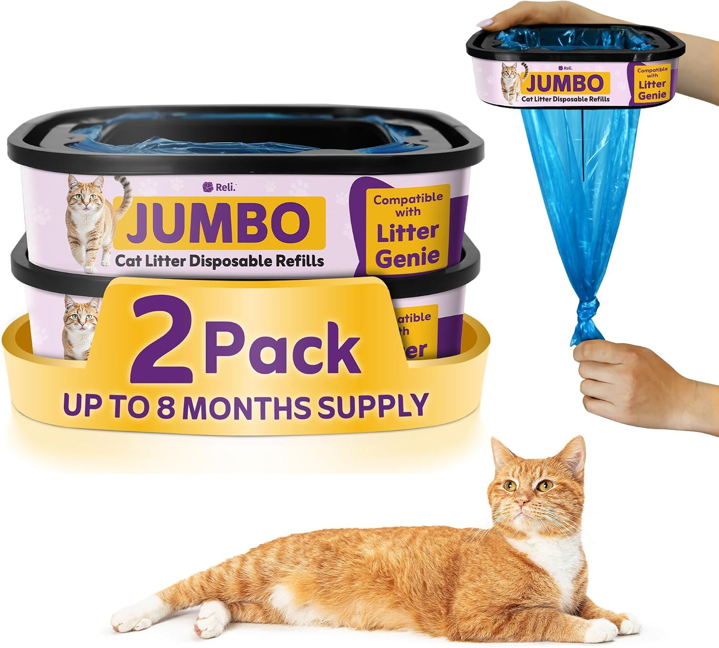 Bolsas Jumbo para arena gato comp 2 pzas 7 capas bloqueo olor
