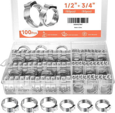 100 Anillos Crimpado Pex 1/2 y 3/4 pulg Acero Inox 304
