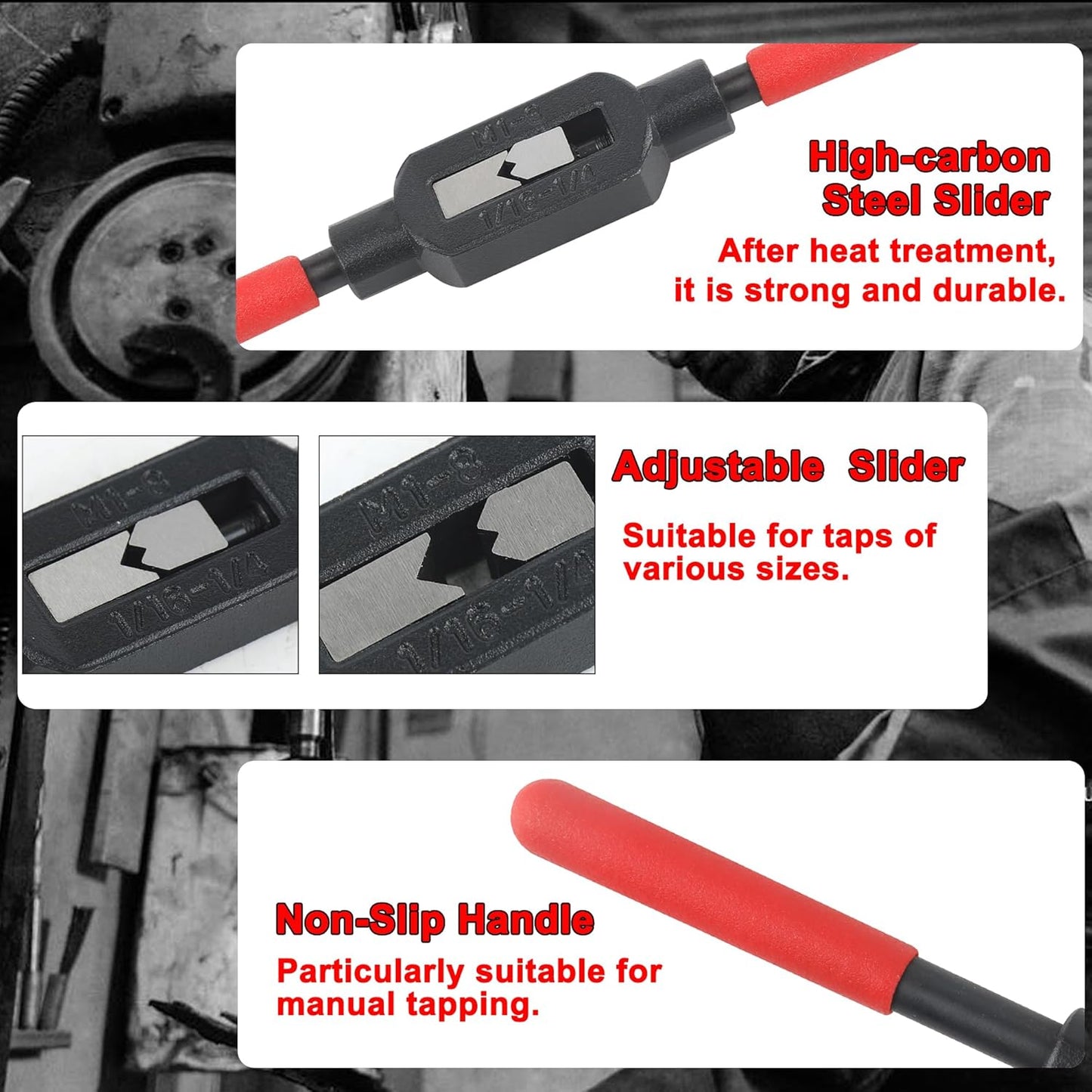 Llave grifo ajustable 3/16-1/2" con mango antiderrapante