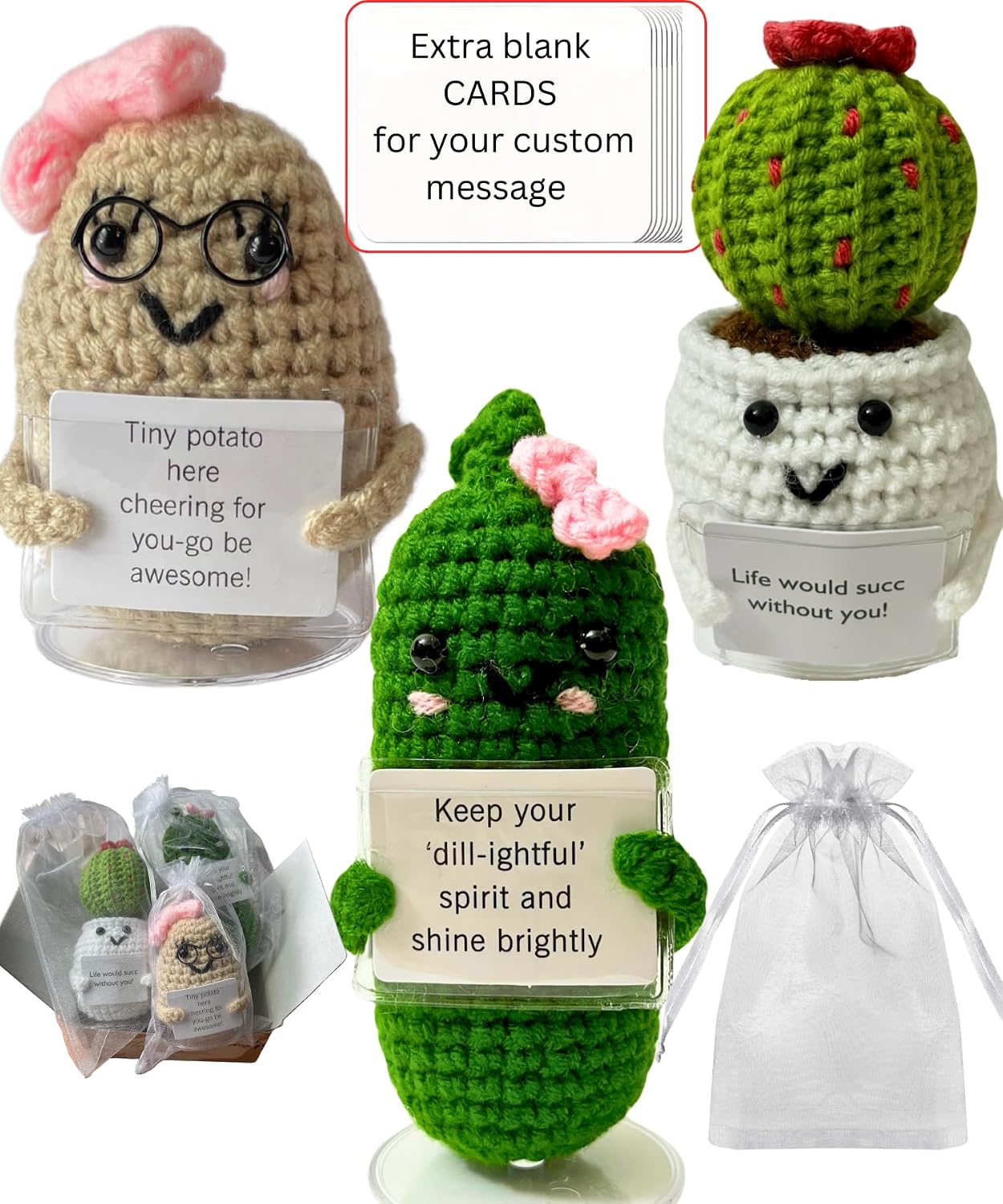 Escultura crochet pepino soporte regalo navidad