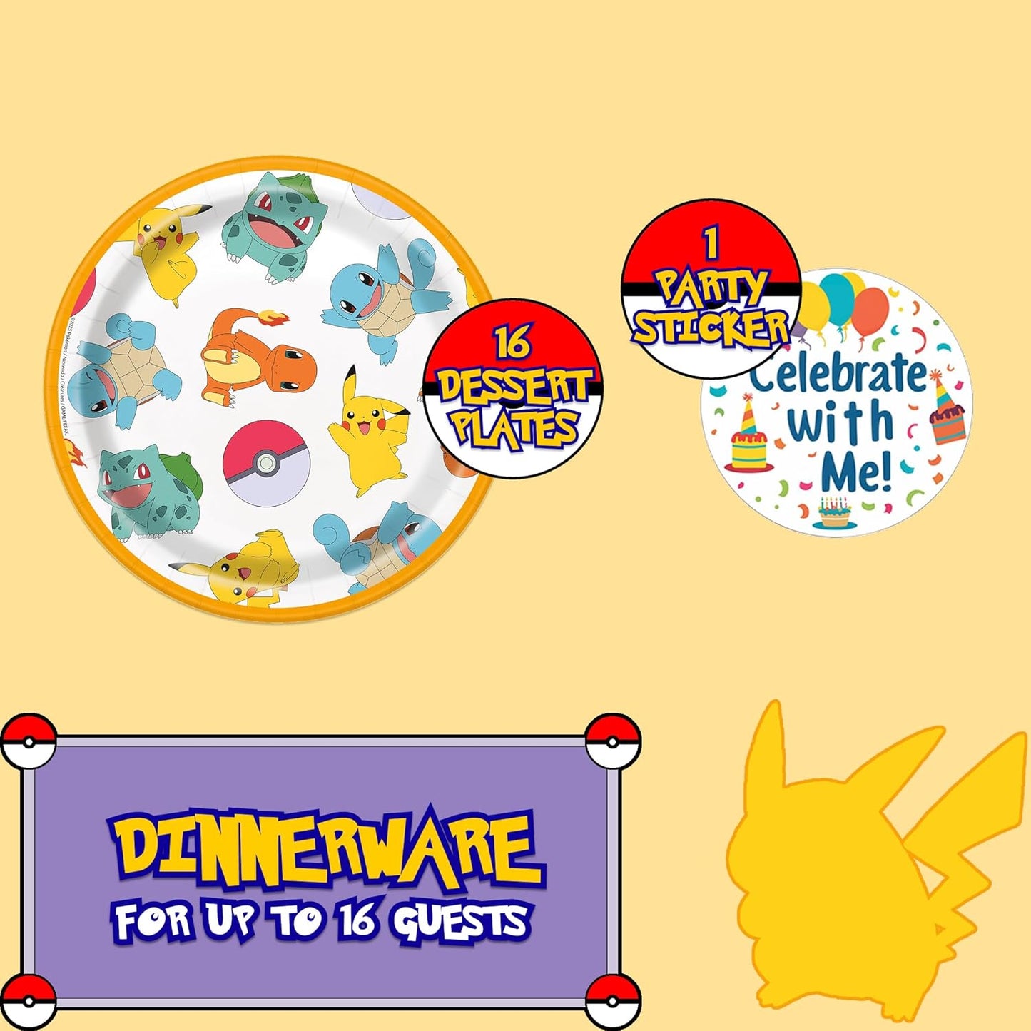 Platos de postre Pokémon con licencia oficial para fiestas