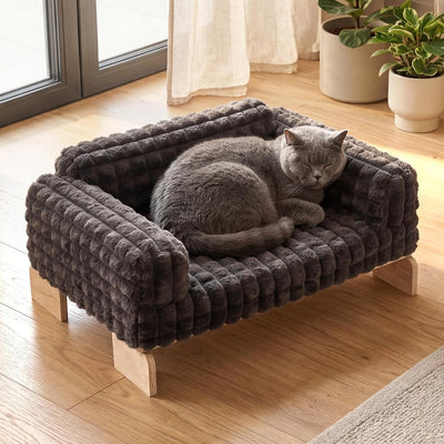 Cama elevada para gatos madera funda lavable hogar