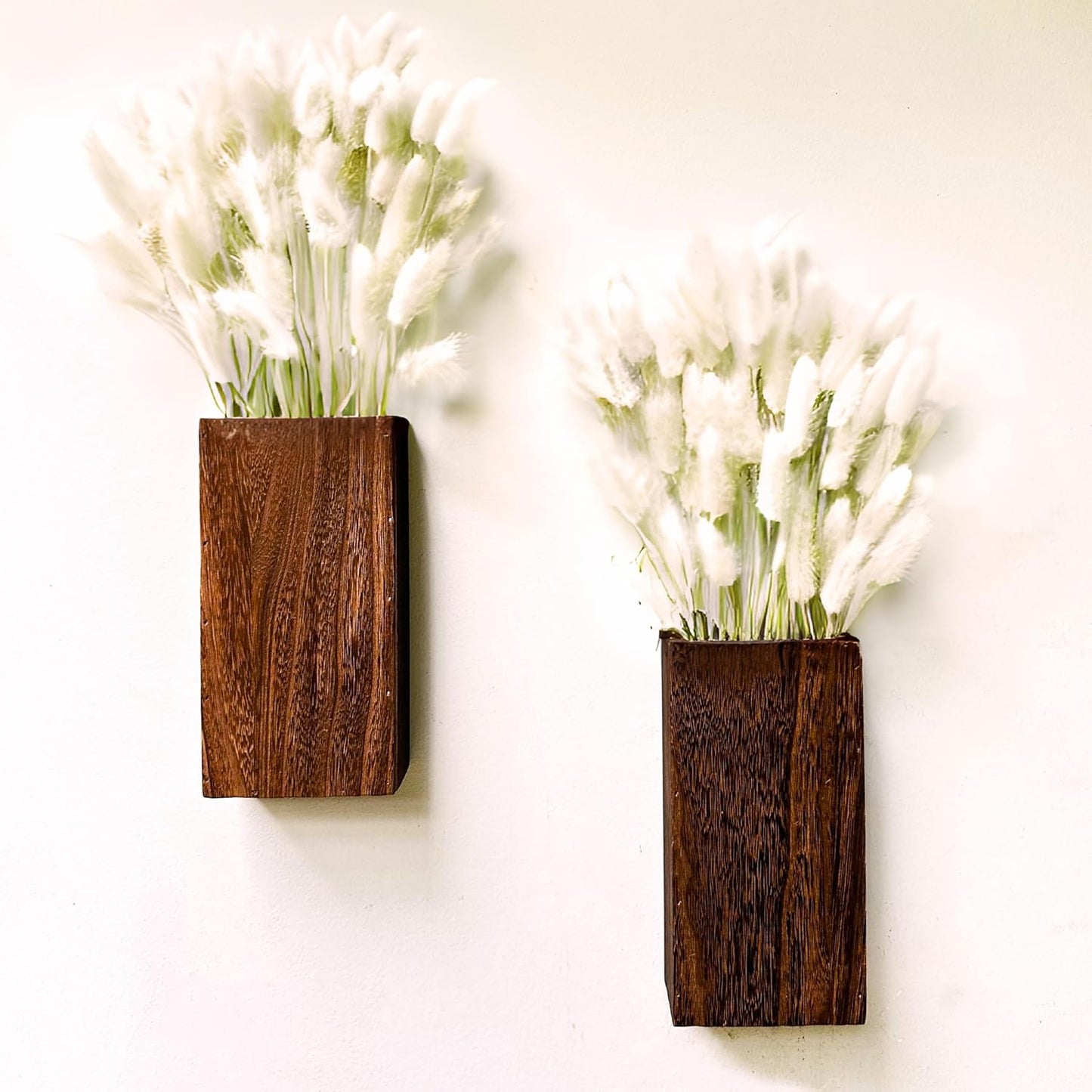 Macetas pared madera 8pulg 2uds tallos flores secas decoracion