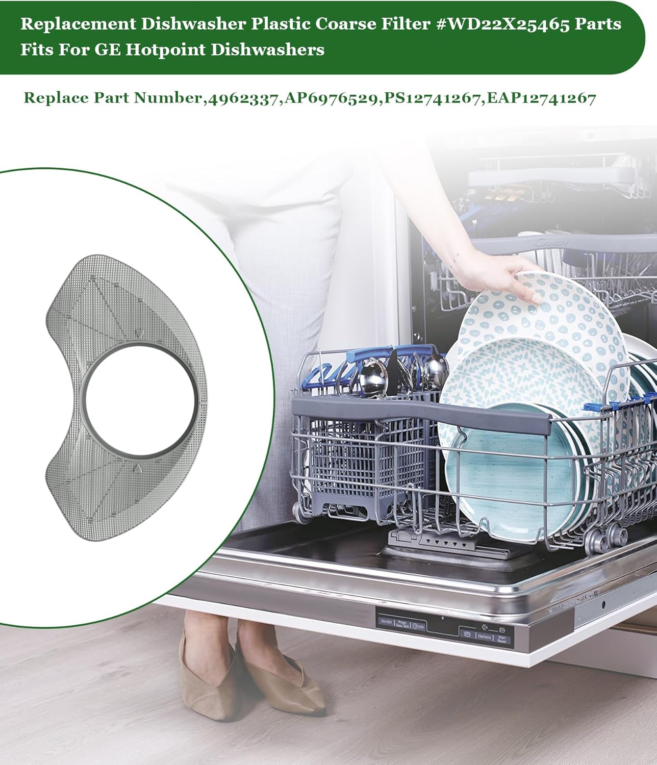Filtro grueso plástico repuesto para lavavajillas GE Hotpoint