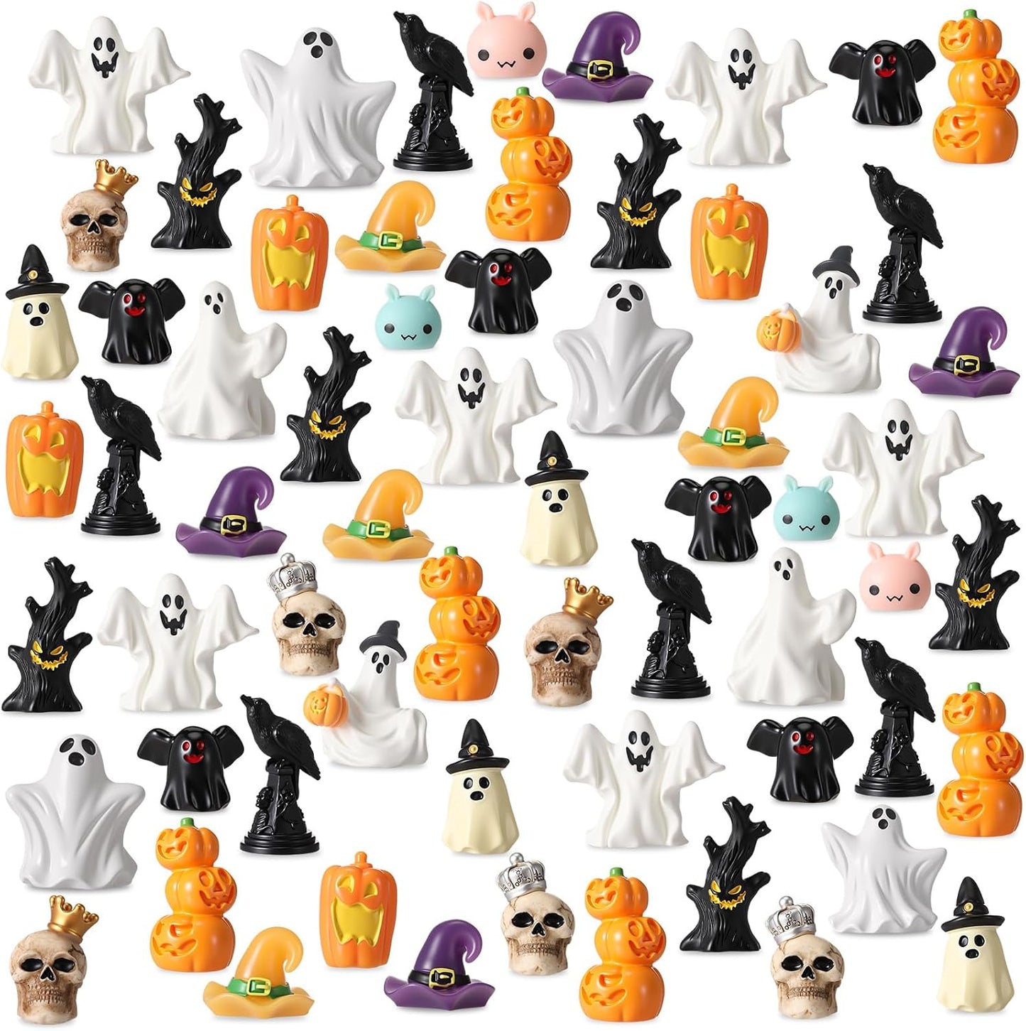 Figuras Halloween resina calabaza fantasma murciélagos