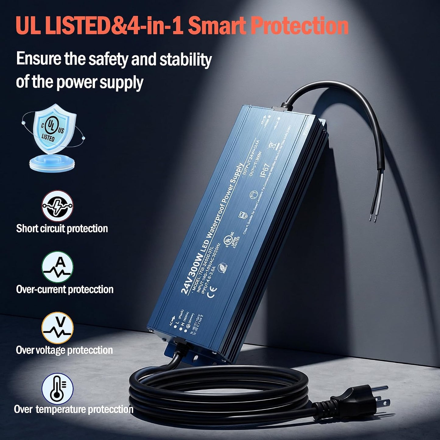 Fuente alimentación LED 24V 300W IP67