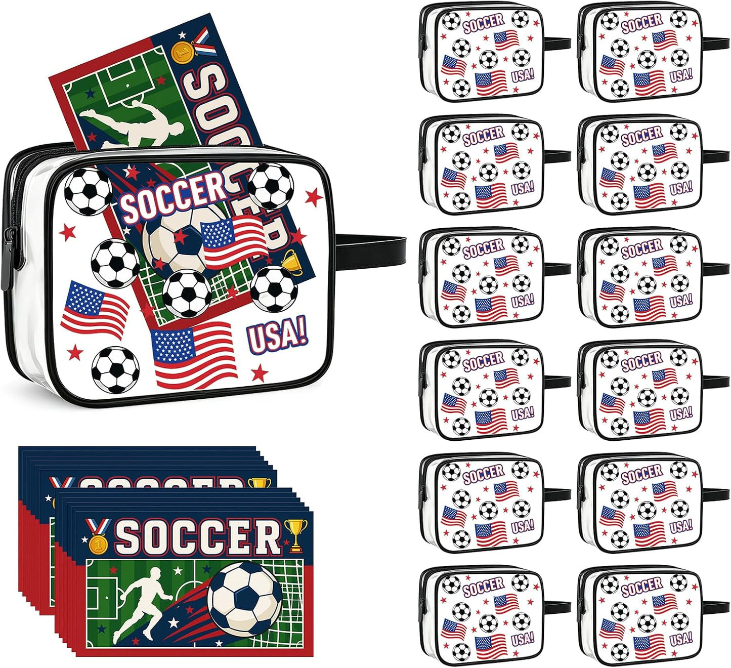 12 Bolsas PVC Transparente con Bandera EE.UU.