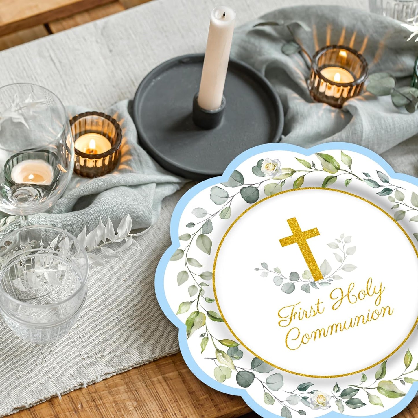 Decoración primera comunión azul 50 unidades 9pulg