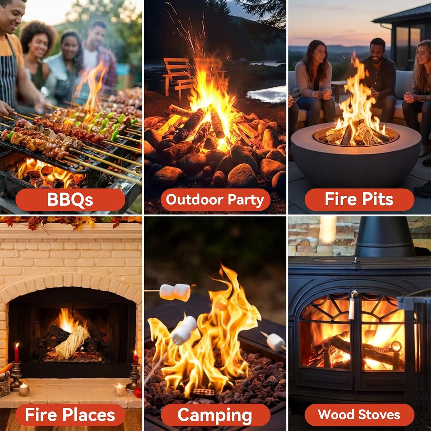 15 Pzas Rollo Encendido Rápido para Chimenea Barbacoa