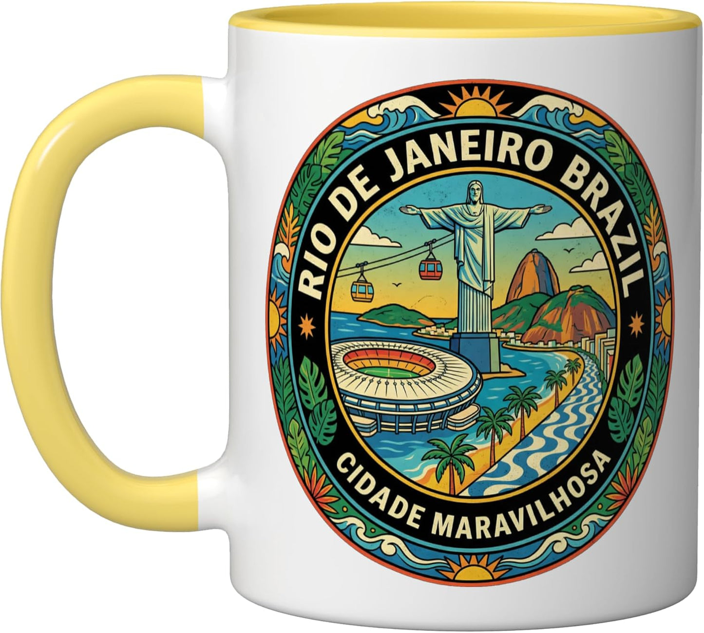 Taza Cerámica Viaje Río de Janeiro Amarillo Blanco