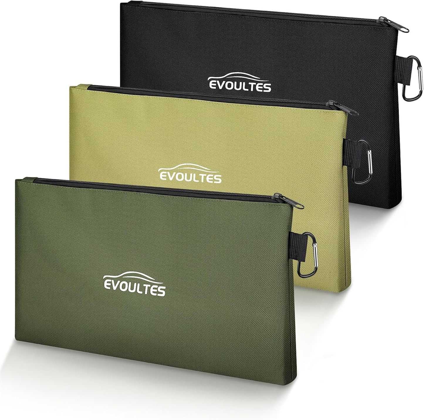 Bolsas herramientas 12pulg cremallera mosquetón set 3 color marrón