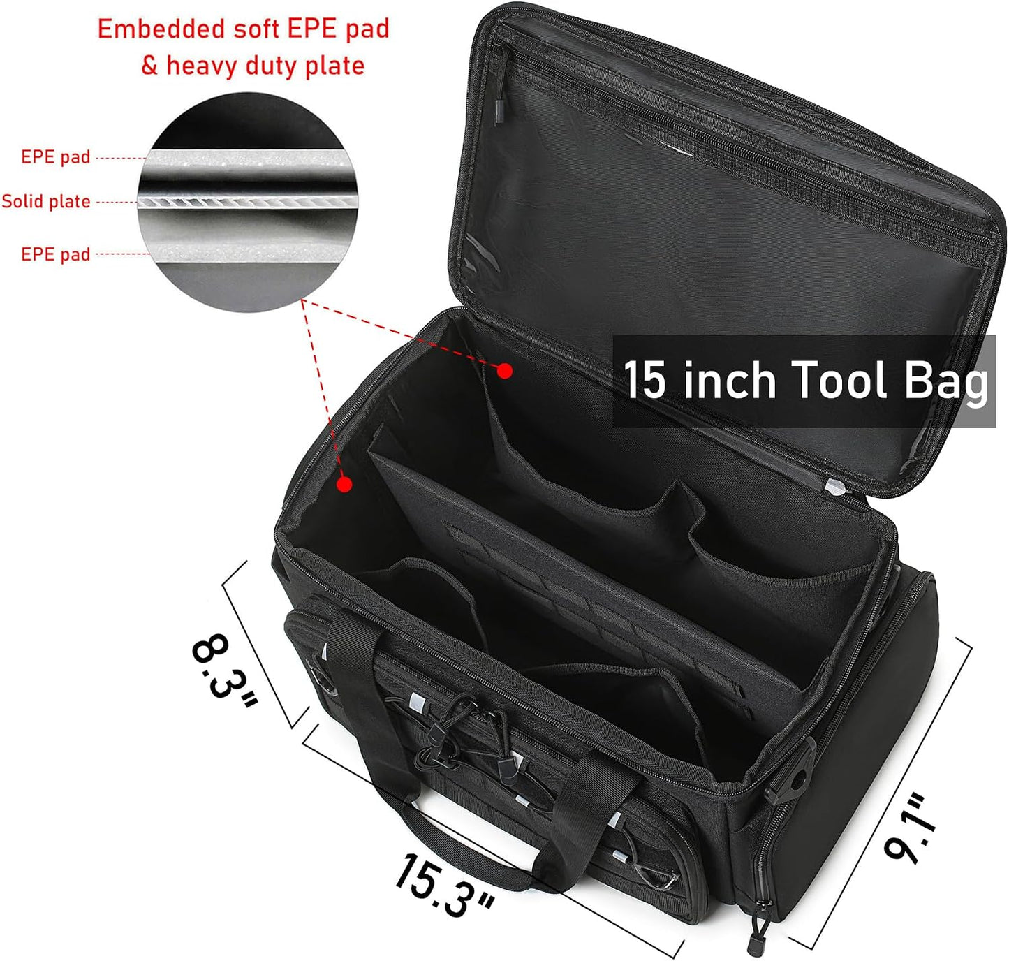 Bolsa herramientas 15pulg multiusos con correa hombro