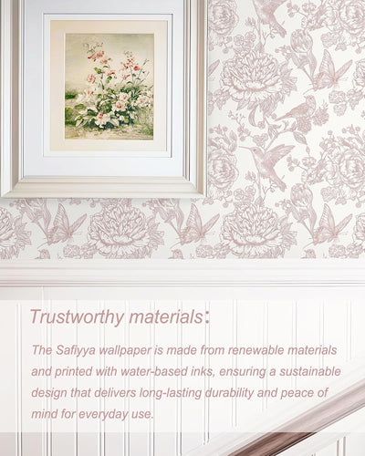 Papel tapiz rosa floral 17x79pulg vintage autoadhesivo