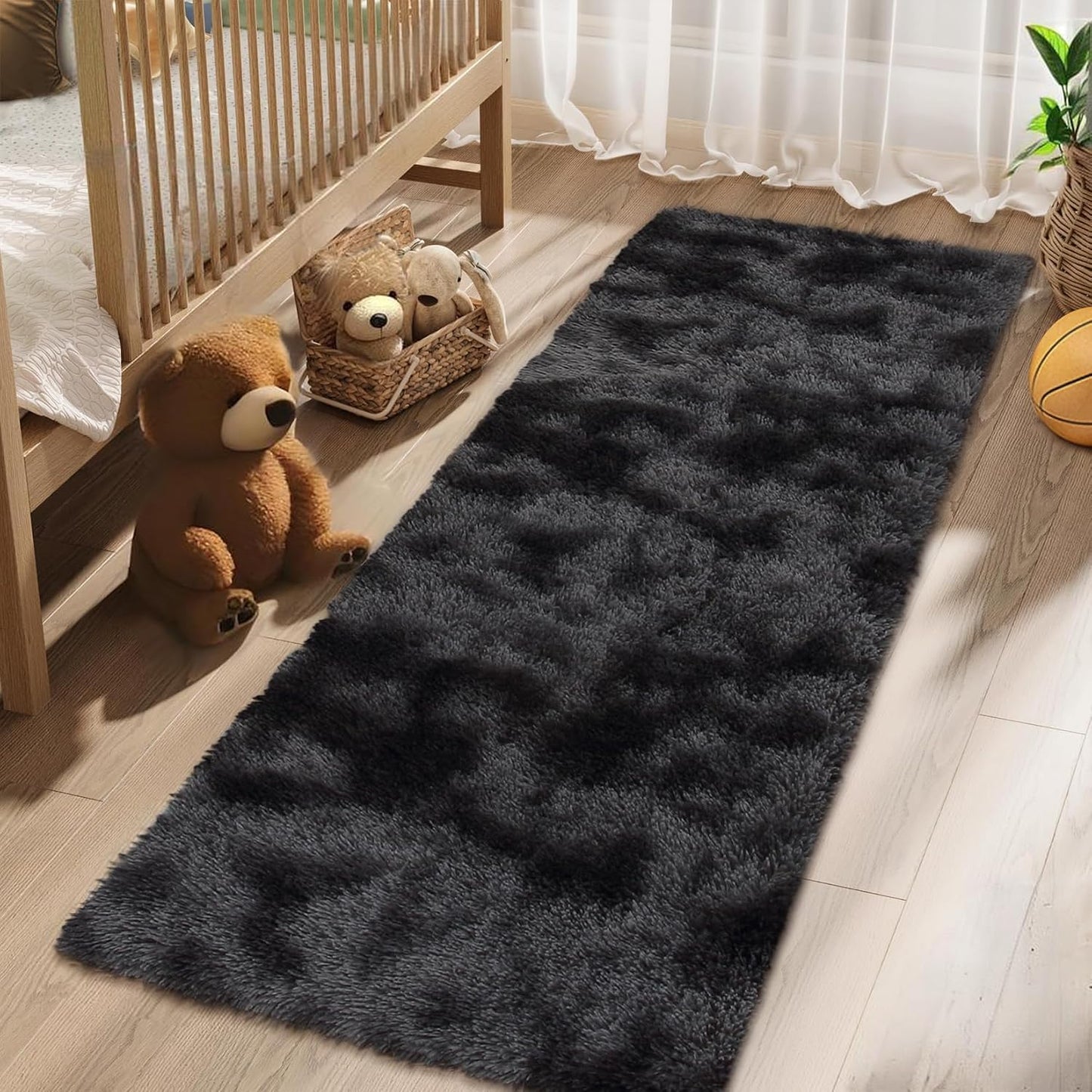 Alfombra pasillo lanuda 2x8ft antideslizante suave para niños