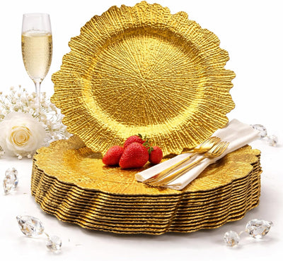 Set 15/50 Cargadores Platos Dorados para Cena