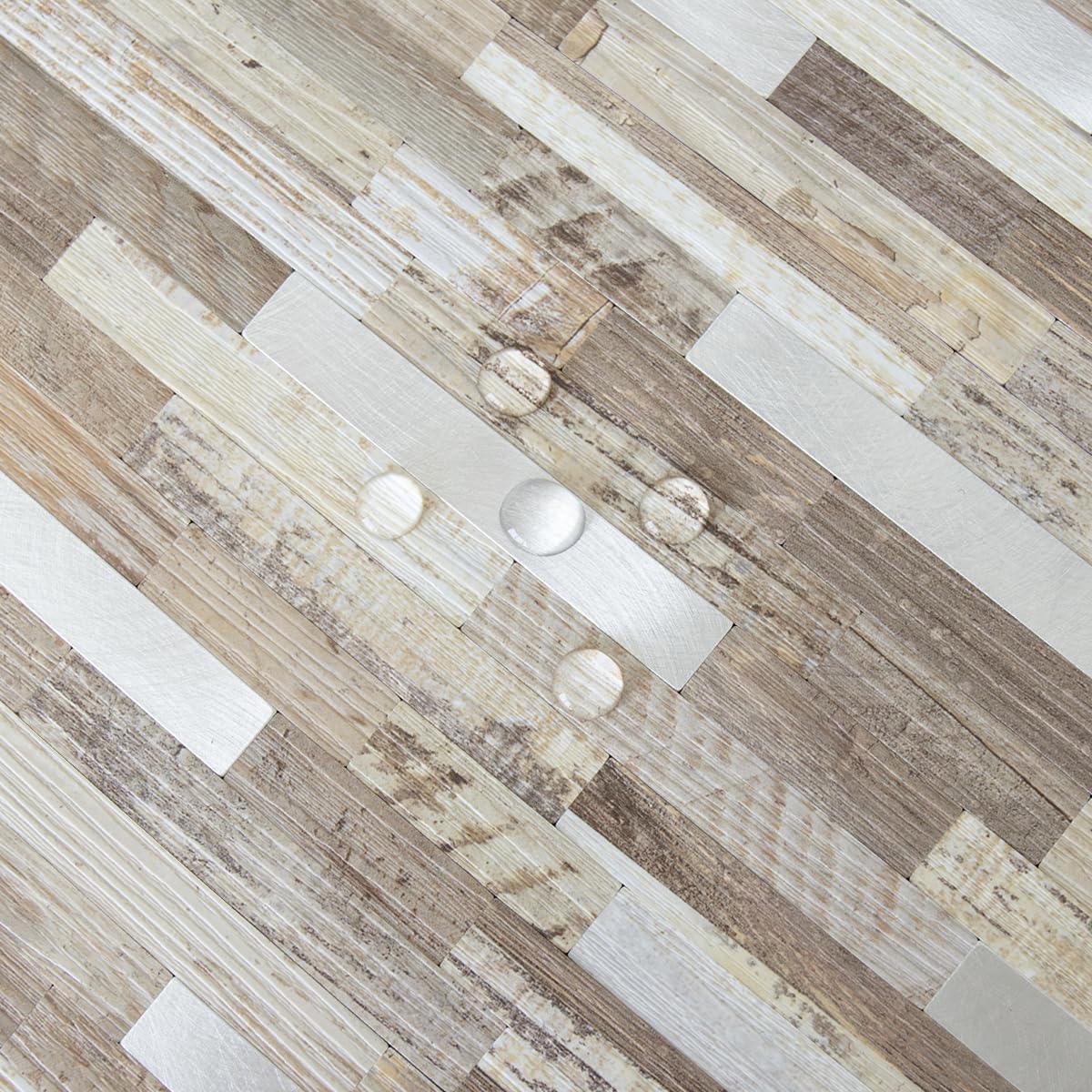 Protector salpicaduras baño PVC madera beige