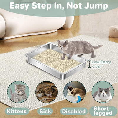 Caja arena acero inox para gatos 15.75pulg