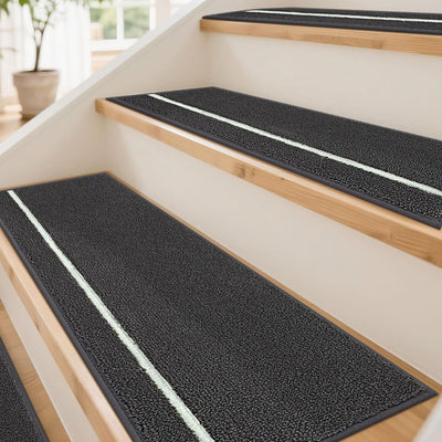 Alfombras peldaños madera interiores 15pzas 9x28pulg antideslizantes