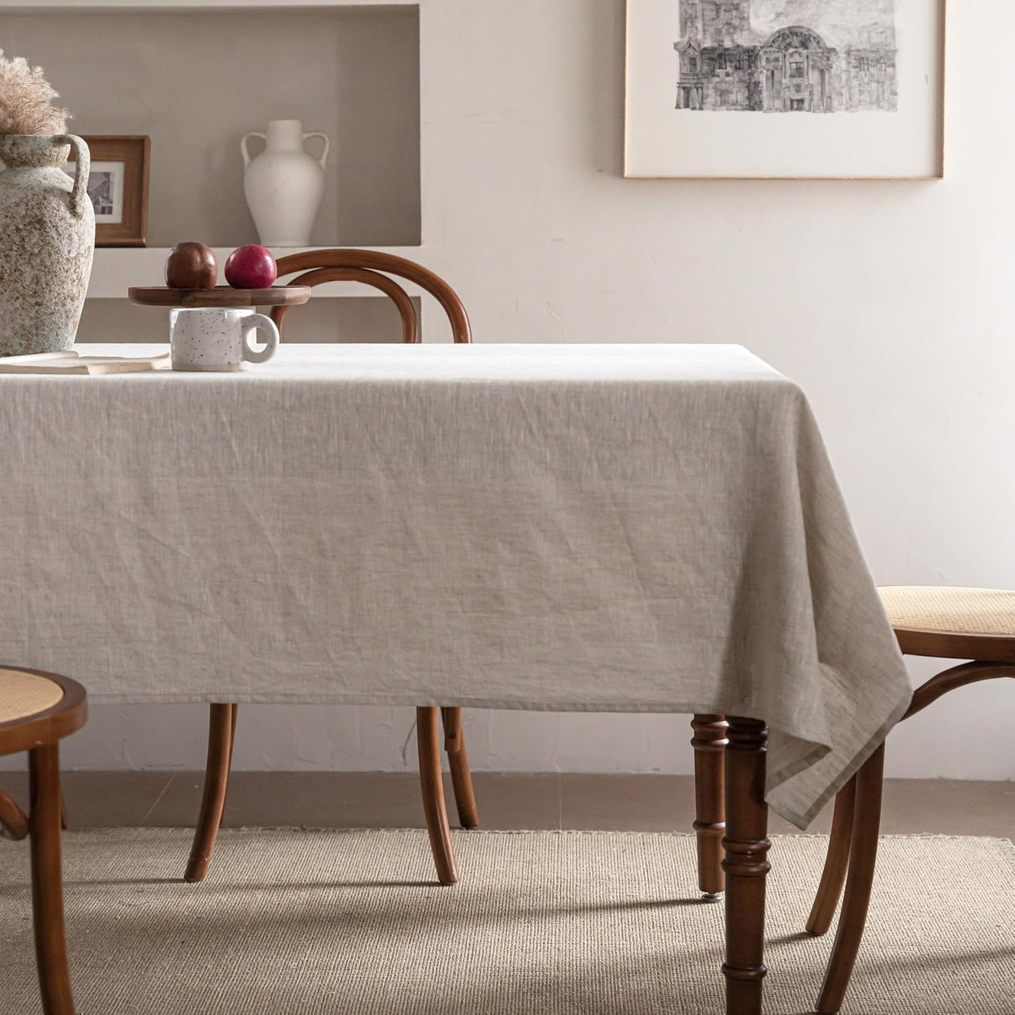 Mantel Lino Natural 60x108pulg Rectangular Comedor Bodas Picnic