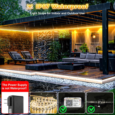 Tira luces LED exterior 32.8ft IP67 regulable con control remoto